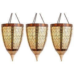 Trio of Italian Art Deco Pendant Lights