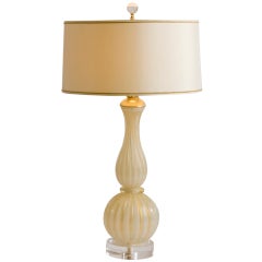 Retro Cream and Gold Murano Lamp