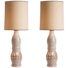 Pair of Georges Pelletier Ceramic Lamps