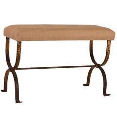 French Hand Hammered Metal Bench