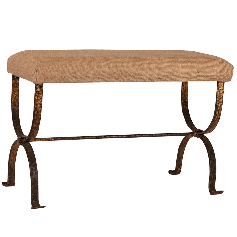 French Hand Hammered Metal Bench