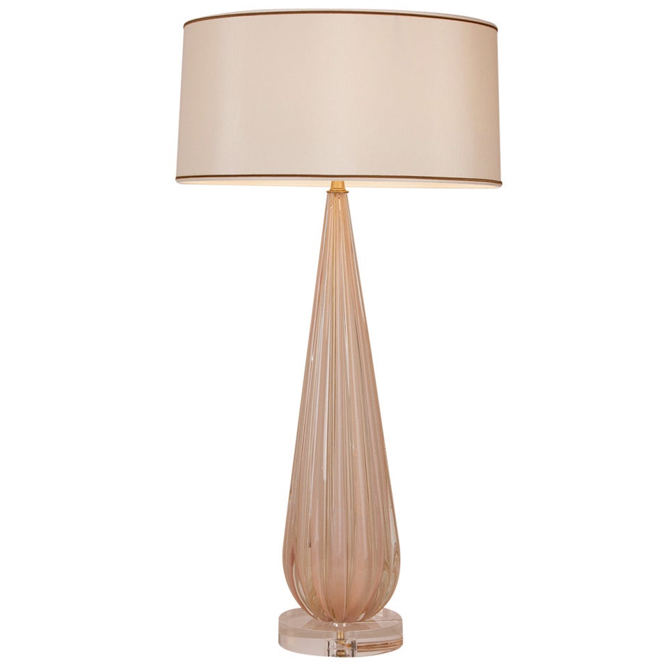 Large Scale Murano Lamp in Blush Pink and Gold