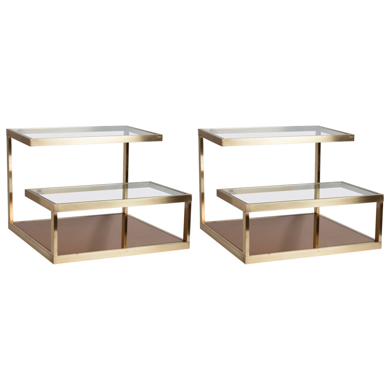 Pair of French Three-Tier Side Tables