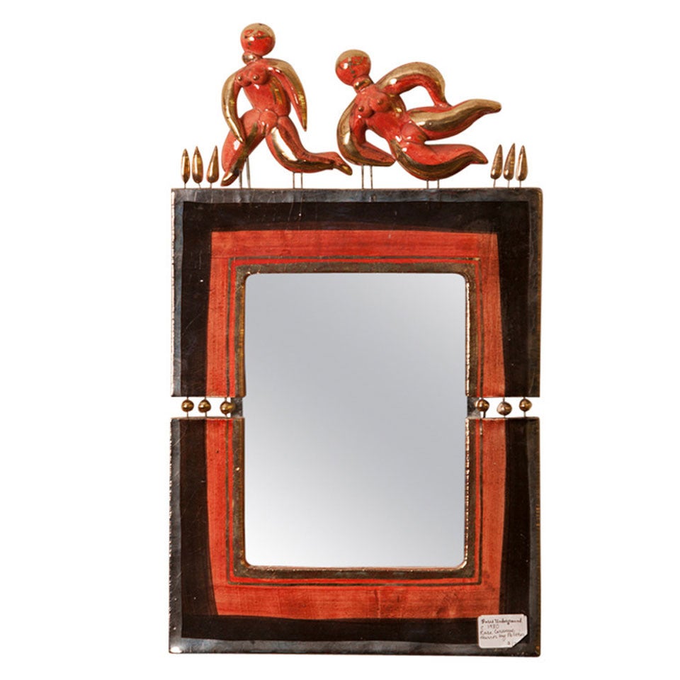 Decorative Ceramic Mirror by Pelletier