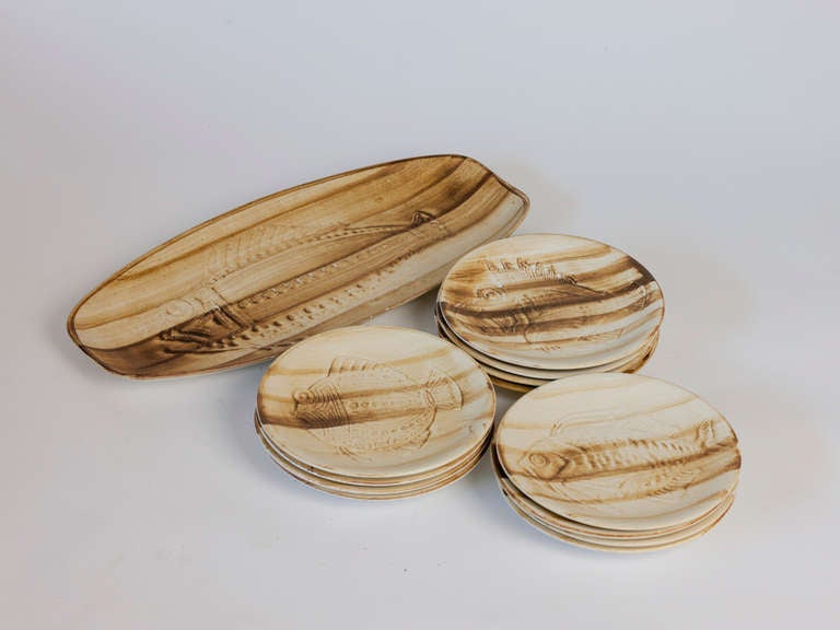 Rare Set of Stamped Longchamp "Fish" Plates