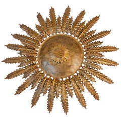 French Gilt Double Sunburst Sconce
