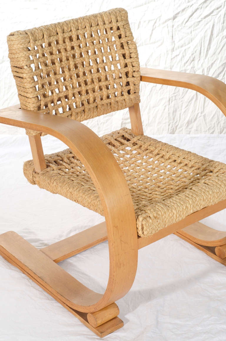 French Pair of Audoux-Minet Bentwood Arm Chairs for Vibo