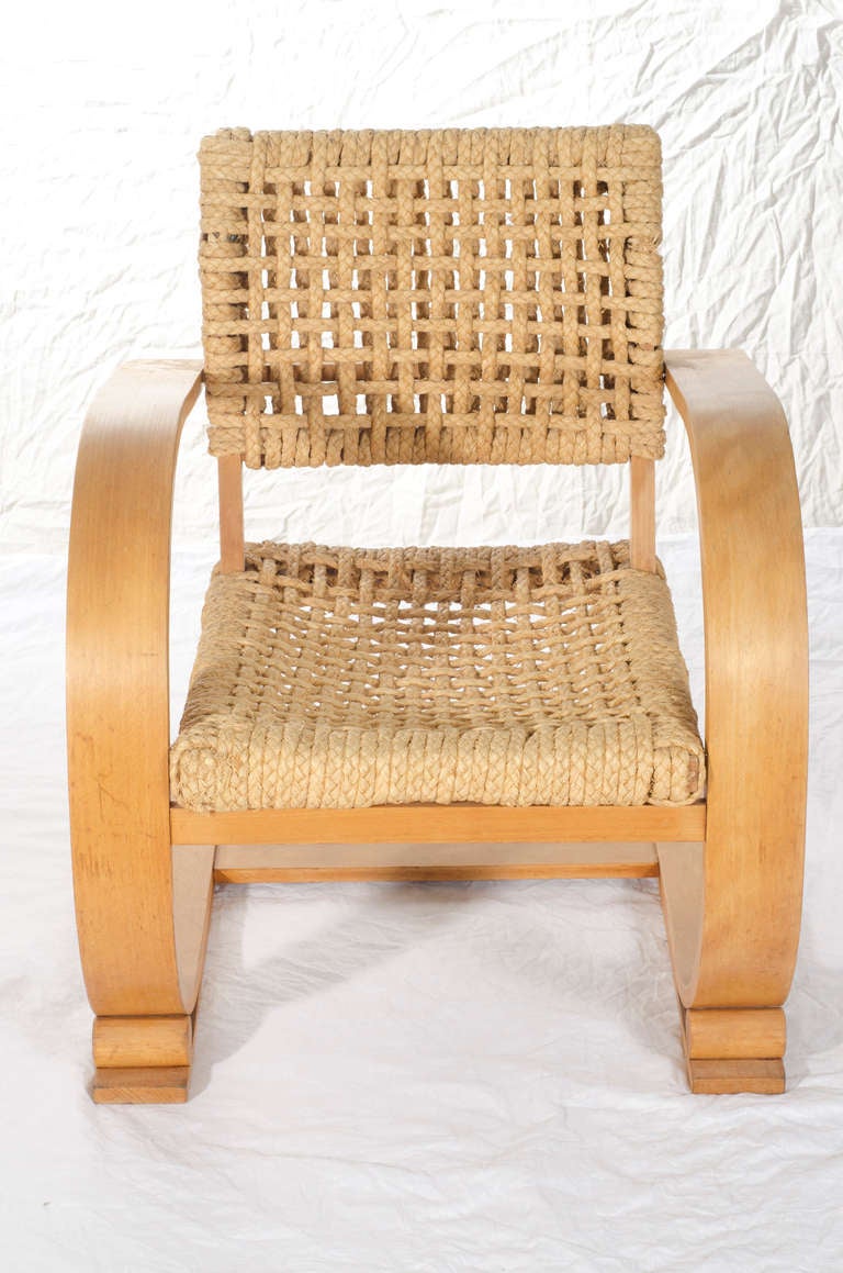 Mid-20th Century Pair of Audoux-Minet Bentwood Arm Chairs for Vibo