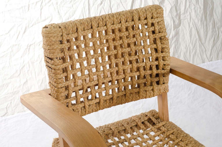 Rope Pair of Audoux-Minet Bentwood Arm Chairs for Vibo