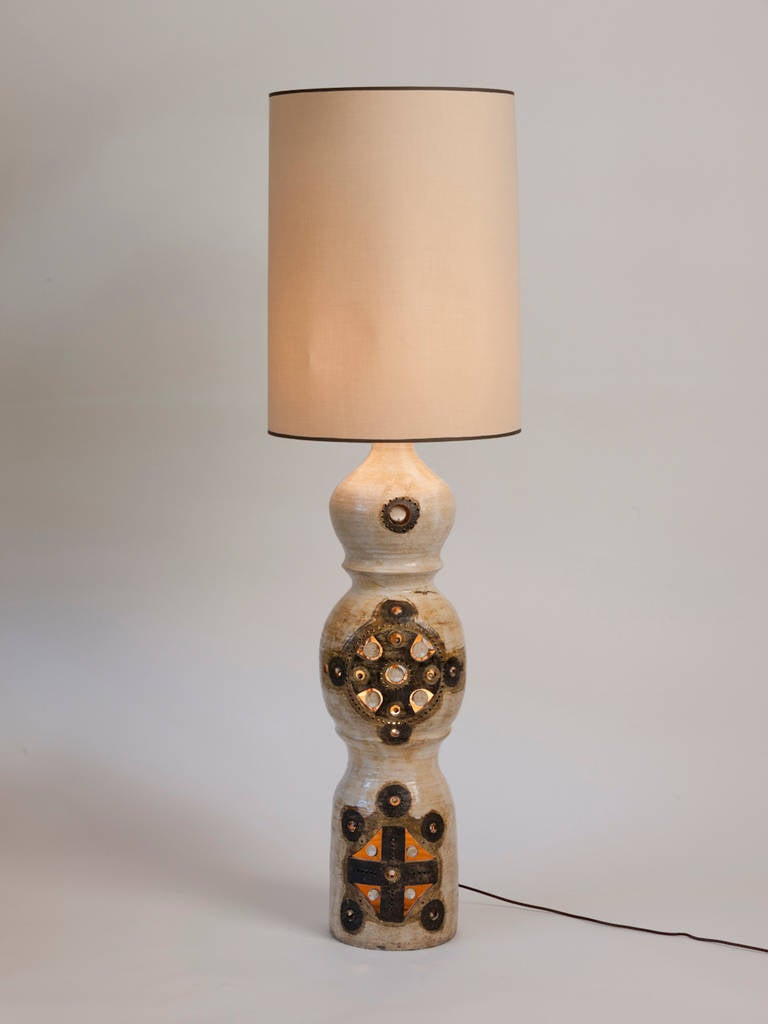 Pair of truly monumental French ceramic lamps by the artist Georges Pelletier from the Saint-Tropez collection.