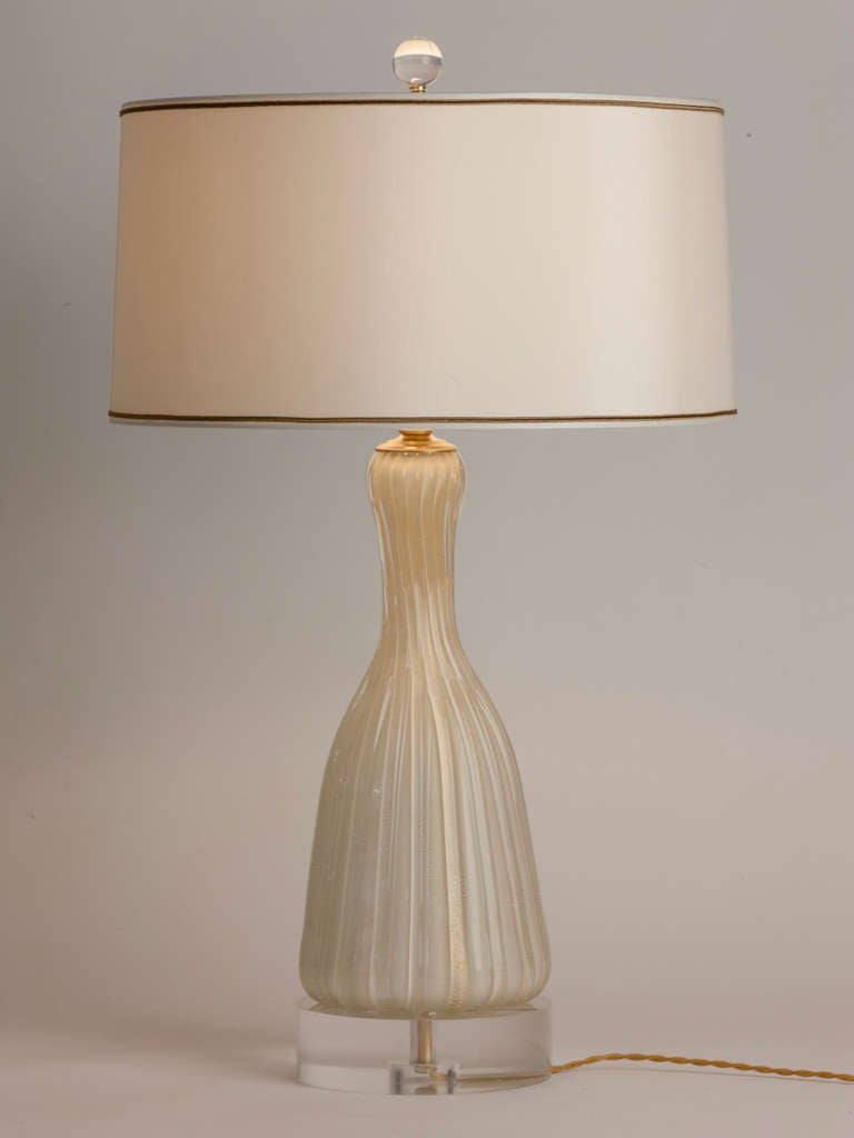 Vintage Cream and Gold Murano Lamp