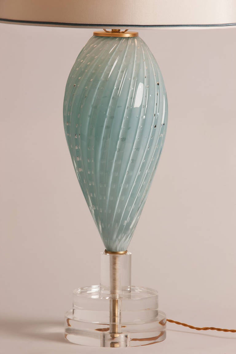 Italian Vintage Murano Table Lamp in Pale Blue