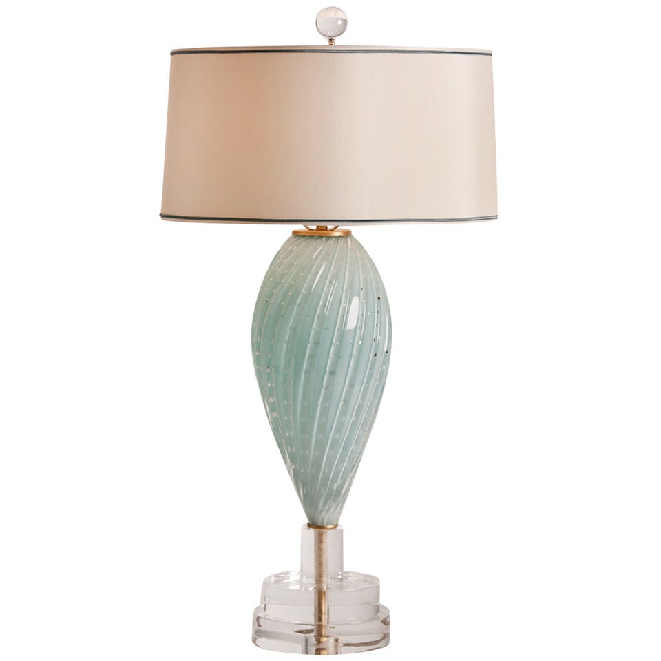 Vintage Murano Table Lamp in Pale Blue