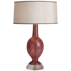 Vintage Fuschia and Copper Murano Lamp