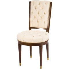 French Walnut Vanity Chair with Brass Sabots