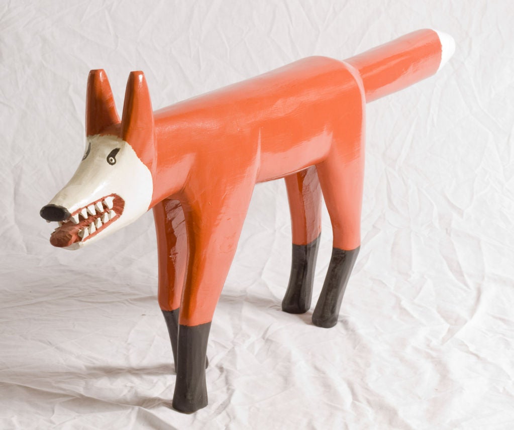 Folk Art Minnie Atkins Carved Fox
