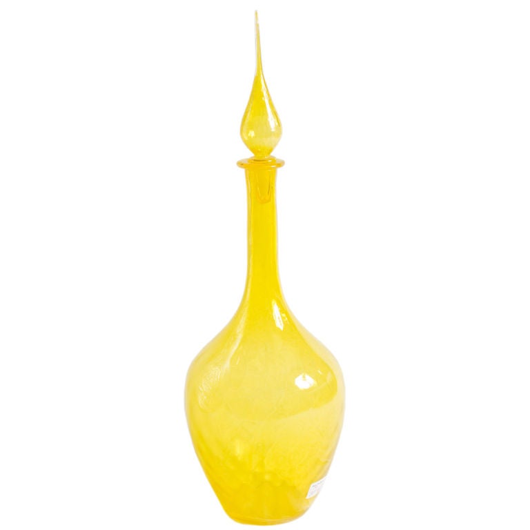 Vibrant Yellow Blown Glass Vessel