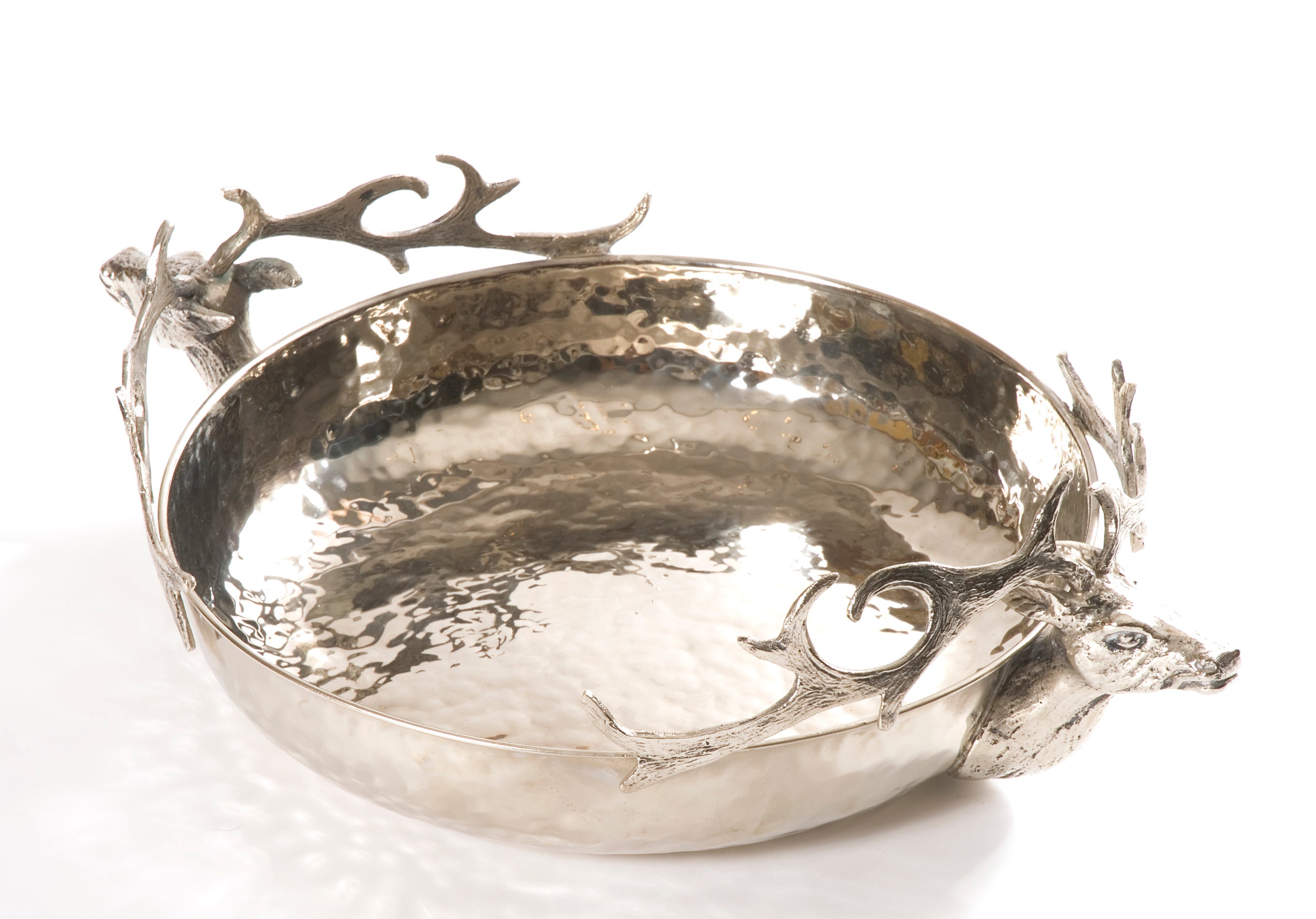  Spanish Hammered Silver Bowl with Stag Detail