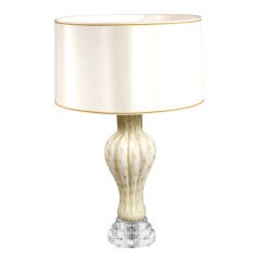 White Murano Lamp with Canary and Silver