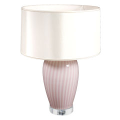 Unusual Pink and White Stripe Murano Lamp
