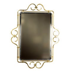 Brass Mirror with Scroll Detail