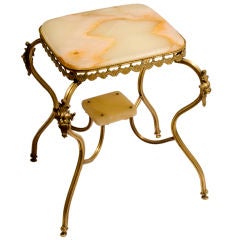 Vintage Brass and Onyx Side Table