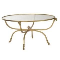 Metal and Glass Table with Ram Detail