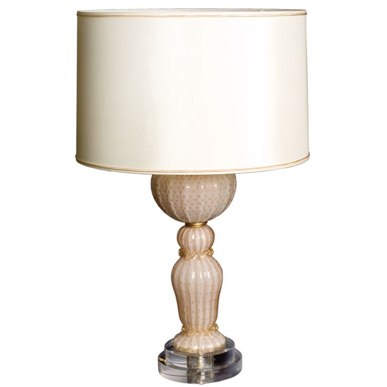 Peach and Gold Murano Lamp