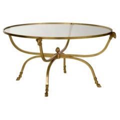 Metal and Glass Table with Ram Detail