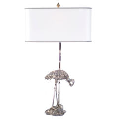 Silver Plated Heron Lamp