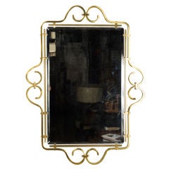 Brass Mirror with Scroll Detail