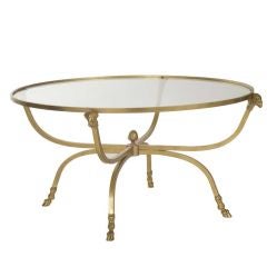 Metal and Glass Table with Ram Detail