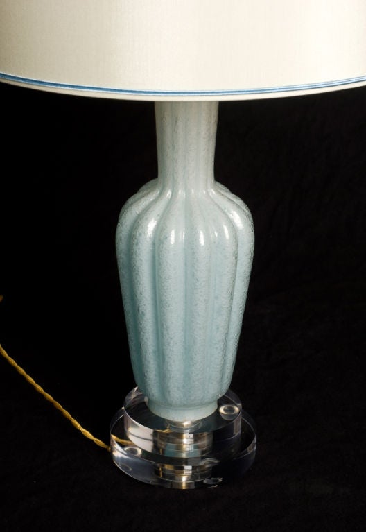 Aqua and Silver Vintage Murano Lamp