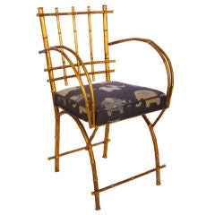 Vintage Hollywood Regency Gilt Metal Arm Chair