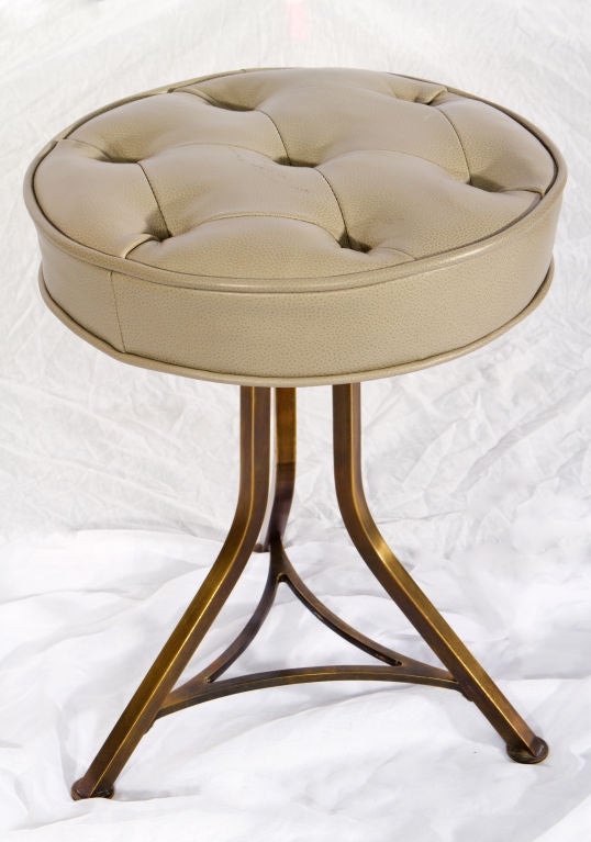 Architectural bronze stool upholstered in Christian Liaigre for Holly Hunt leather.