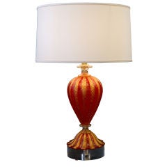 Coral and Gold Murano Lamp