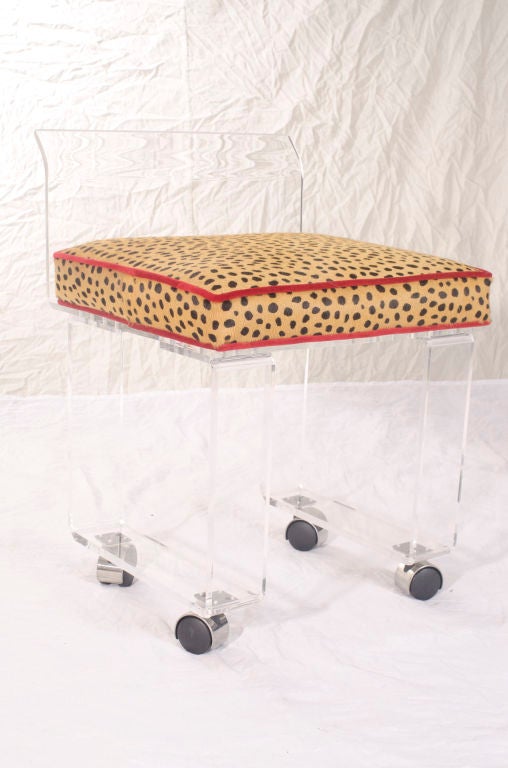 Lucite Rolling Vanity Chair