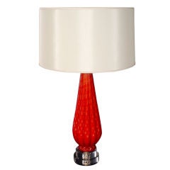 Vibrant Red and Gold Vintage Murano Lamp