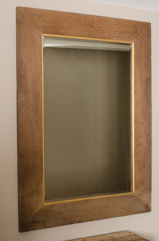 Pair of Large Scale French Oak Mirrors with Gilt Detail