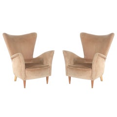 Pair of Italian Arm Chairs in the Manner of Gio Ponti