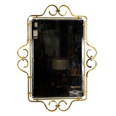 Brass Mirror with Scroll Detail