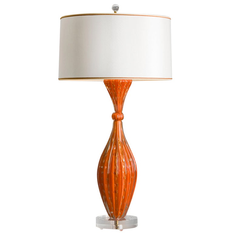 Vibrant Orange Murano Lamp