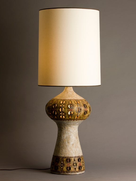 Stamped Rafael Accolay Lamp in Cream