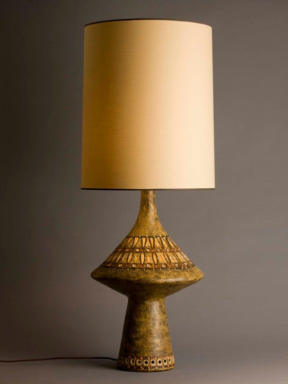 Stamped Rafael Accolay Lamp in Brown