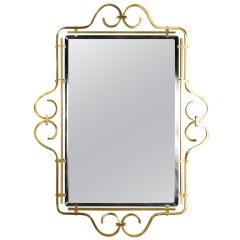 Brass Mirror with Scroll Detail