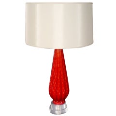 Vibrant Red and Gold Vintage Murano Lamp