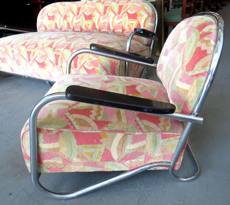 KEM er for Lloyd American Art Deco Sofa and Two Club Chairs For Sale at 1stDibs