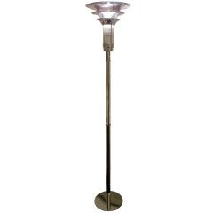 American Art Deco Torchiere Floor Lamp with Glass Rods