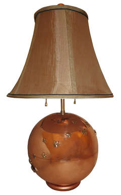 Great American Art Deco Star Studded Copper Globe Table Lamp