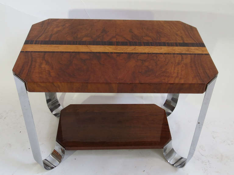 Very Streamline Palisander and Sycamore Inlaid French Art Deco Table